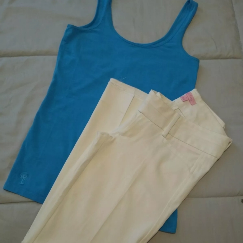 Lilly Pulitzer SET luxury resort crop size 2 & pima cotton tank top size small